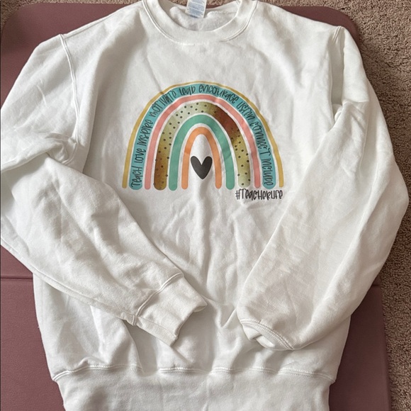 Tops - White Rainbow Graphic Sweatshirt